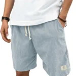 Premium Light Blue Textured Cotton Shorts for Men - Stellar Cloth