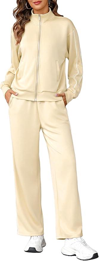 Women's premium cream-colored lounge co-ord set by Stellar Clothing.