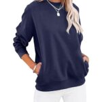 Premium Navy Blue Women’s Oversized Sweatshirt with Front Pockets.