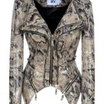 Women's premium snakeskin pattern leather jacket with zip-up detail - Stellar Clothing.