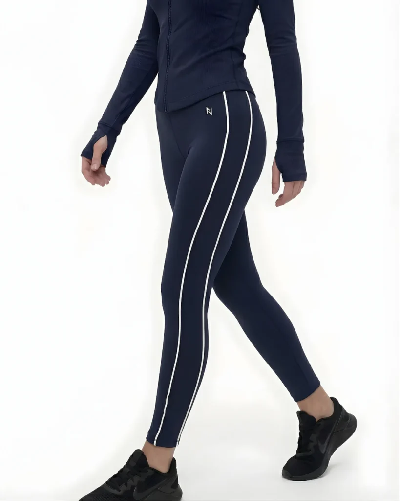 High-waisted black compression leggings for women, moisture-wicking gym wear.